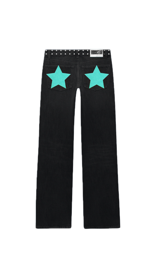 JEANS LOW RISE TURQUESA