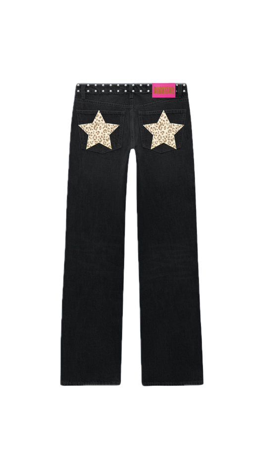 JEANS LOW RISE PRINT FUCSIA