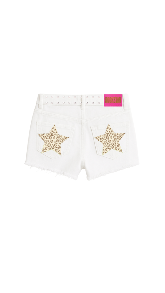 SHORT BLANCO MID RISE PRINT FUCSIA