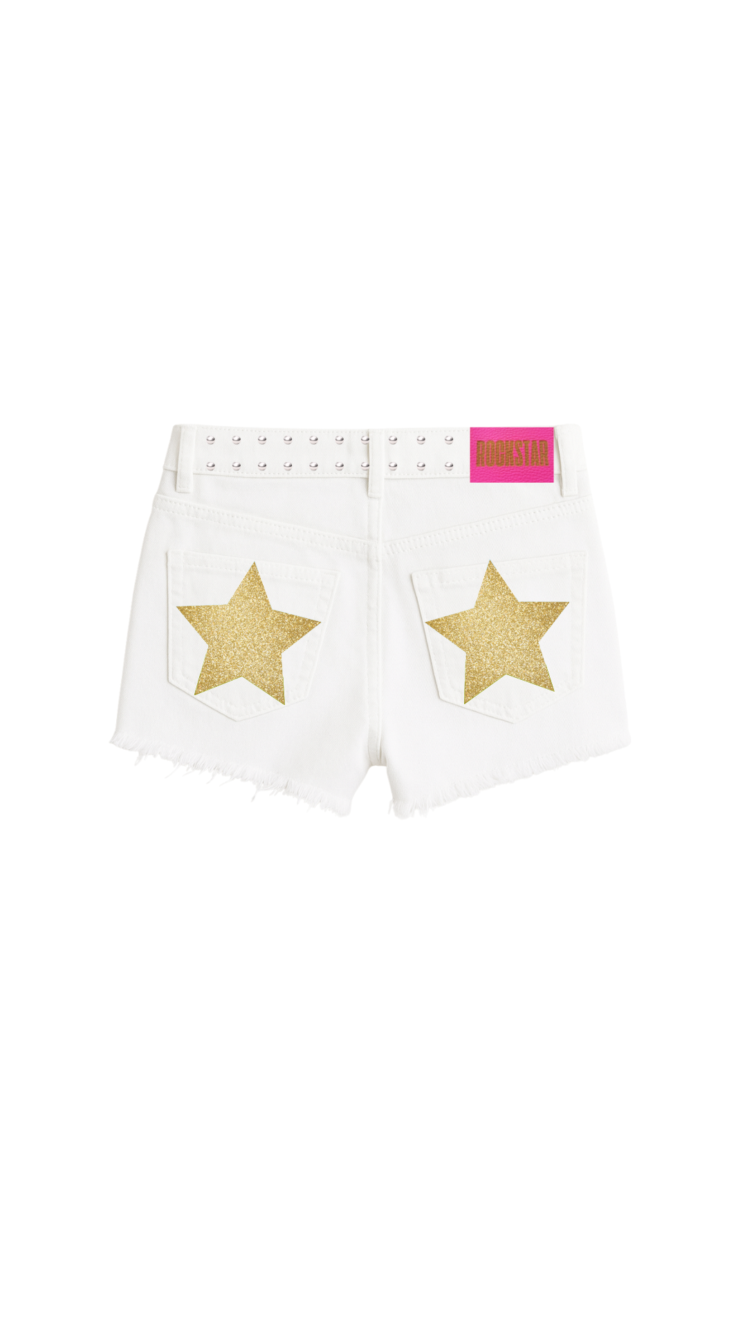 SHORT BLANCO MID RISE DORADO FUCSIA