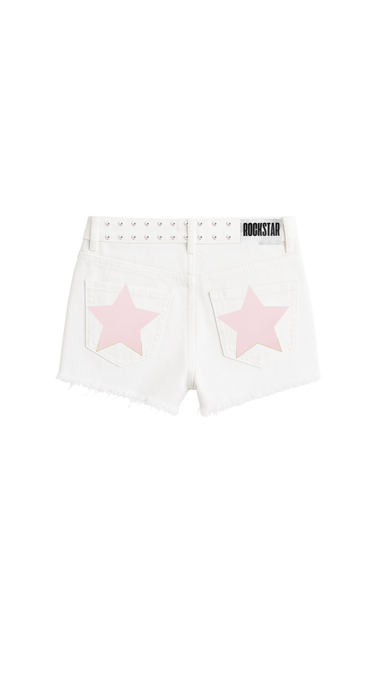 SHORT BLANCO MID RISE ROSA