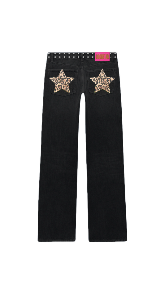 JEANS LOW RISE CHEETAH FUCSIA