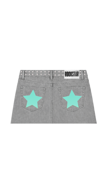 MINI DE TIRO BAJO GRIS TURQUESA